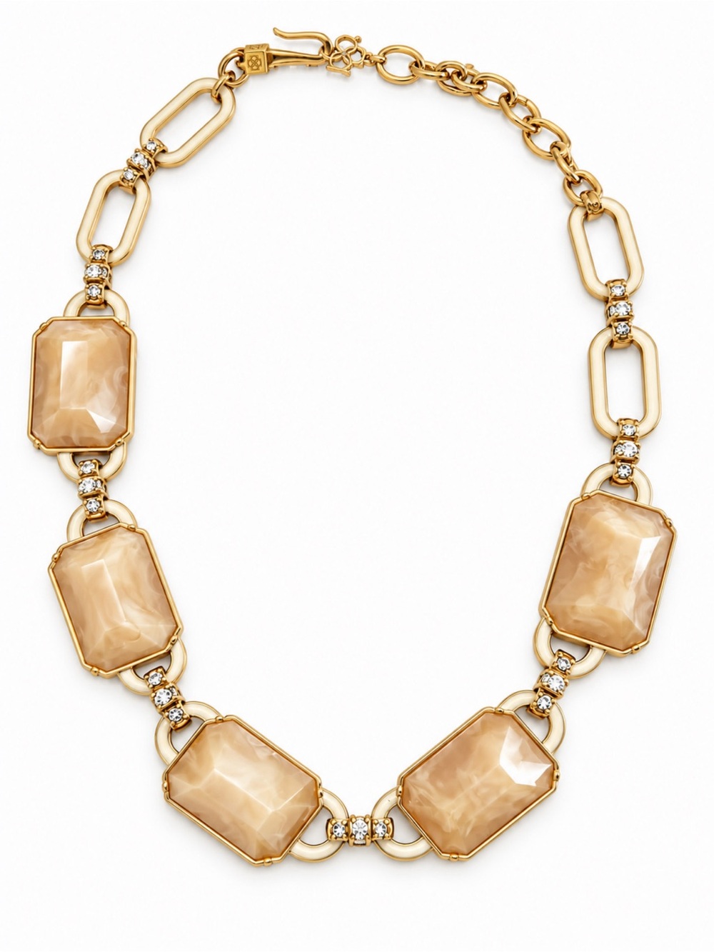 ANN TAYLOR • Gold Faceted Statement Necklace Champagne Stones